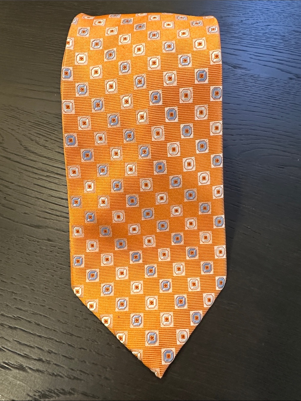 Beau Brummell Vintage Vibrant Orange Silk Tie — Handmade 1990s
